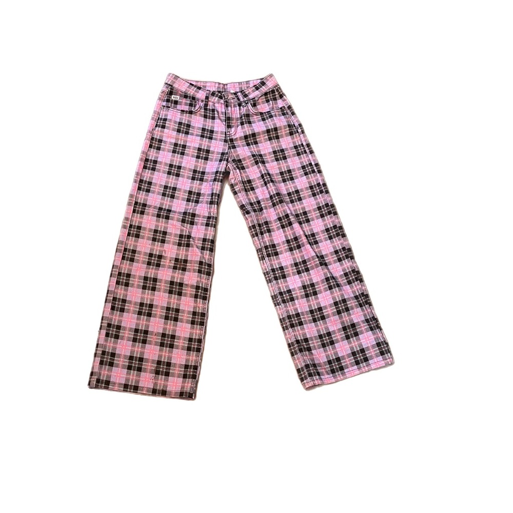 wide leg plaid patterned RAGGED PRIEST jeans.